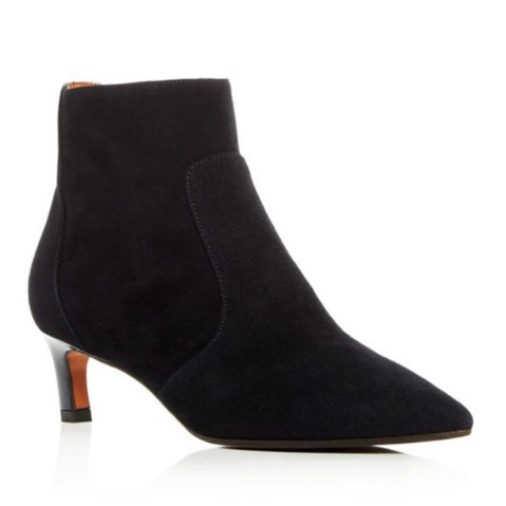 Aquatalia Black Suede Kitten Heel Ankle Boots